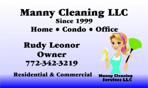 Manny'sCleaning Bus. Card Frt